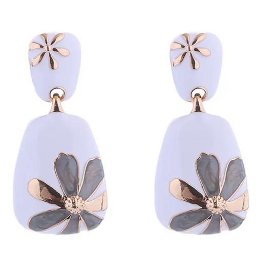 Floral Design Gold-Plated Contemporary Drop Earrings for Women & Girls