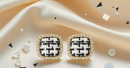 Vintage Diamond Romantic Korean Geometric Earrings for Women