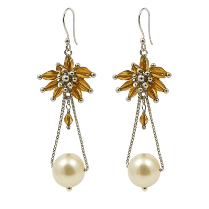 Celeste Bloom Oversized Pearl Dangler Earrings for Women & Girls