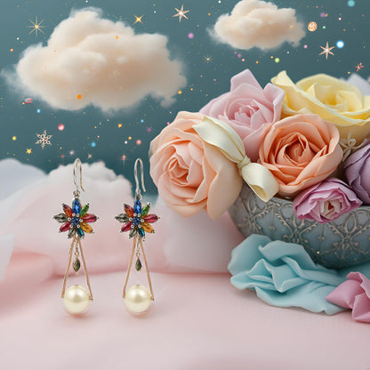 Celeste Bloom Oversized Pearl Dangler Earrings for Women & Girls