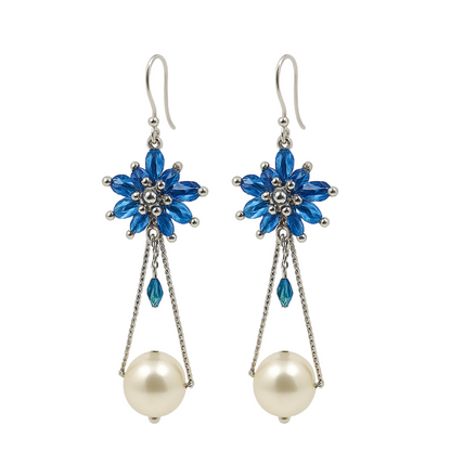Celeste Bloom Oversized Pearl Dangler Earrings for Women & Girls