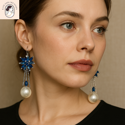 Celeste Bloom Oversized Pearl Dangler Earrings for Women & Girls