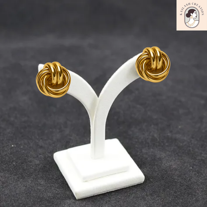 Classic Knot Gold Plated Stud Earrings for Women