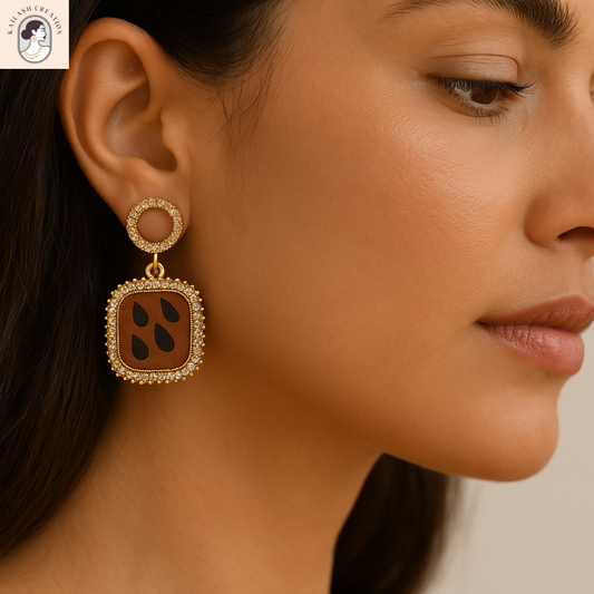 Vintage Glam Square Drop Earrings for Women & Girls