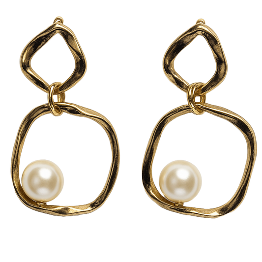 Gold Plated Elegant Infinity Hoop Designer Earrings with Pearl Drop
