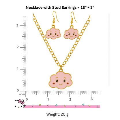 Cute Cloudy Smiles Necklace & Matching Earrings for Girls