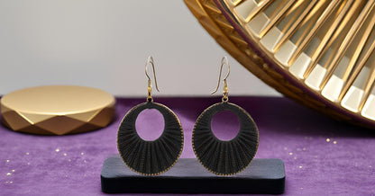Black Circular Woven Statement Earrings for Girls & Women