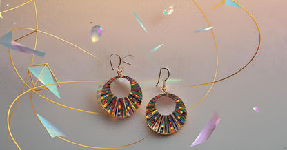 Multicolor Circular Woven Boho Hoop Earrings for Girls & Women