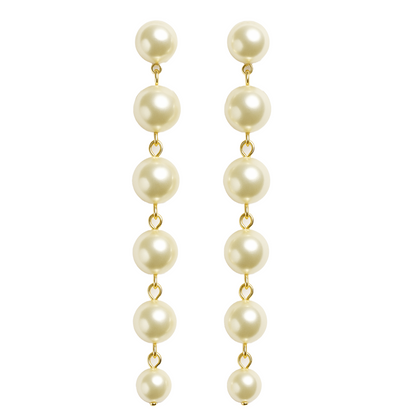 Elegant Long Pearl Chain Drop Earrings for Women & Girls