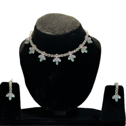 Floral Pastel Necklace & Earring Set for Women & Girls