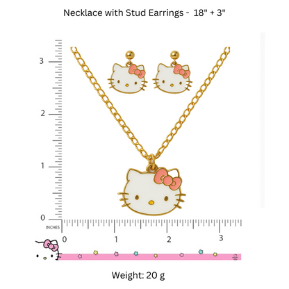Adorable Cat Face Pendant Necklace & Earrings Set for Girls