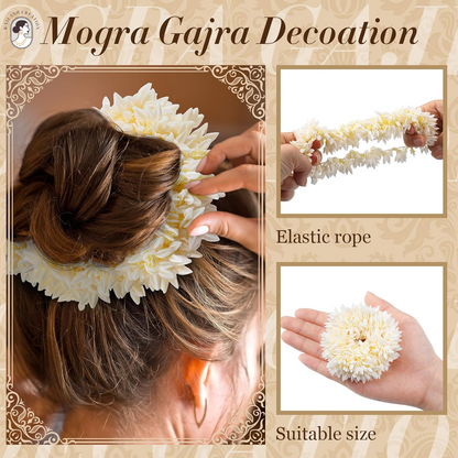 Artificial Mogra Gajra with Scented Jasmine Flower for Hair Bun & Braids