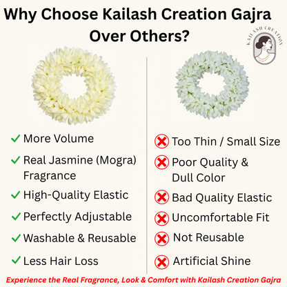 Artificial Mogra Gajra with Scented Jasmine Flower for Hair Bun & Braids