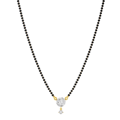 American Diamond Round Single Stone Gold Plated Mangalsutra for Women