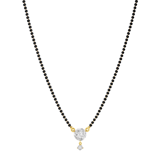American Diamond Round Single Stone Gold Plated Mangalsutra for Women