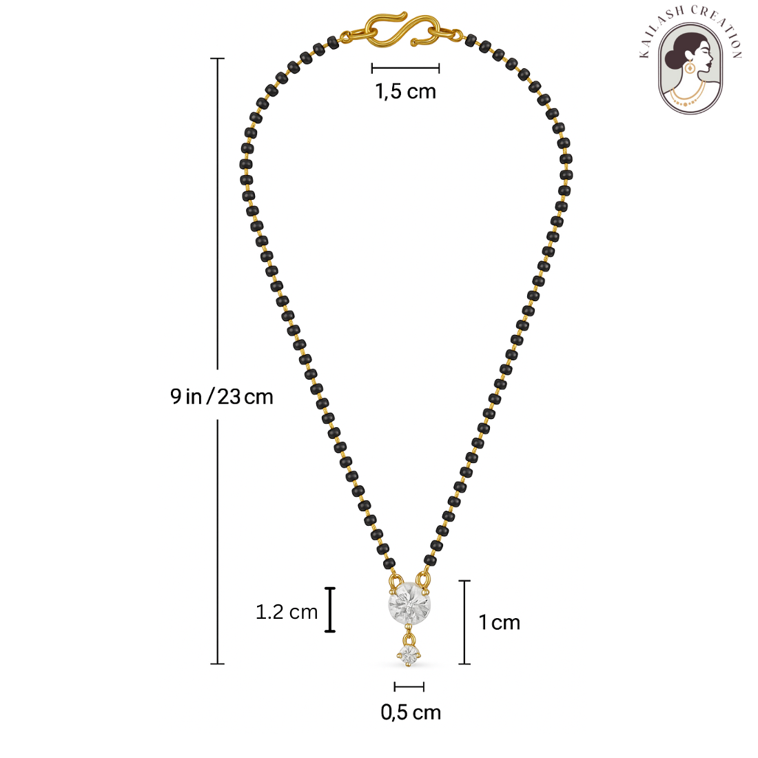 American Diamond Round Single Stone Gold Plated Mangalsutra for Women