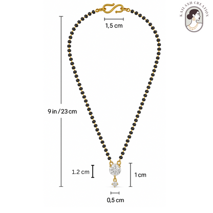 American Diamond Round Single Stone Gold Plated Mangalsutra for Women