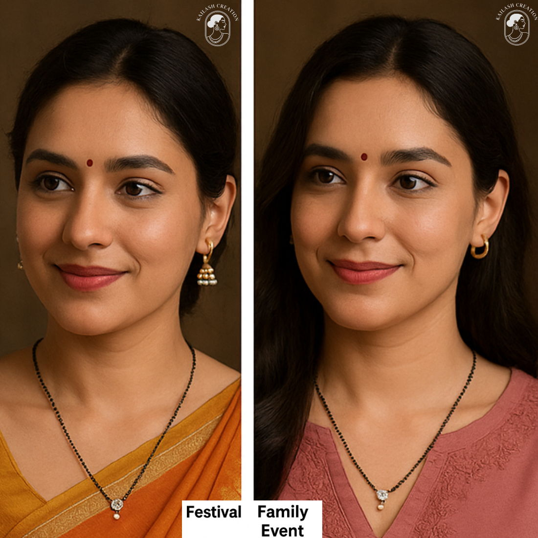 American Diamond Round Single Stone Gold Plated Mangalsutra for Women