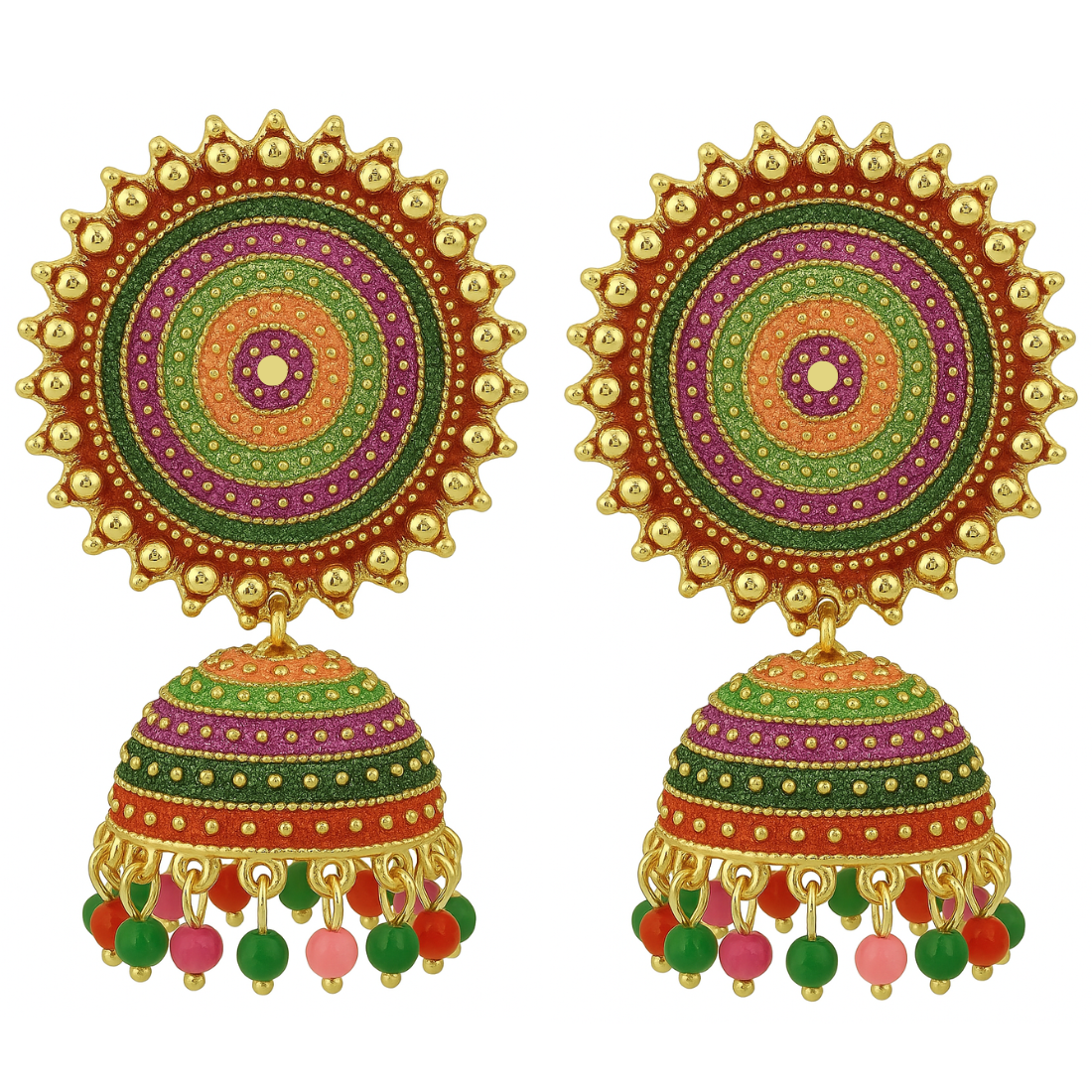 Multicolor Circular Jhumka Earrings for Women & Girls