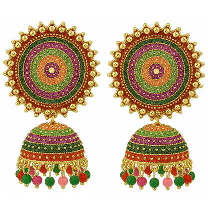 Multicolor Circular Jhumka Earrings for Women & Girls