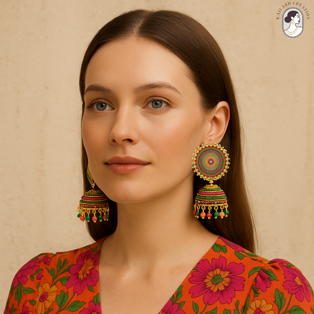 Multicolor Circular Jhumka Earrings for Women & Girls