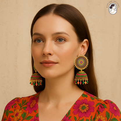 Multicolor Circular Jhumka Earrings for Women & Girls