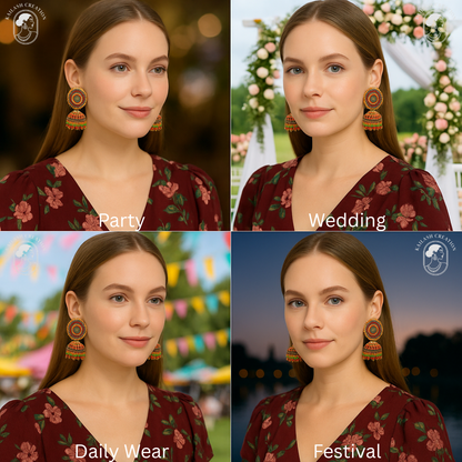 Multicolor Circular Jhumka Earrings for Women & Girls