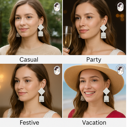 Silver Plated Designer Dome-Shaped Jhumka Earrings for Women & Girls