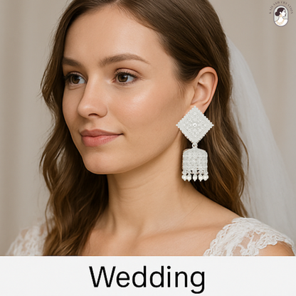 Silver Plated Designer Dome-Shaped Jhumka Earrings for Women & Girls