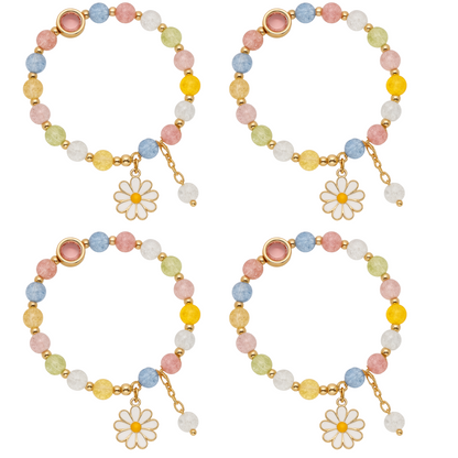 Beaded Flower Charm Bracelet for Girls & Women Stylish for Kids, Women & Gift Pack