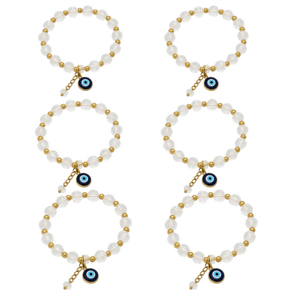 Evil Eye Bracelet Adjustable Clear Beaded Charm for Women, Men, Baby, Girls & Boys