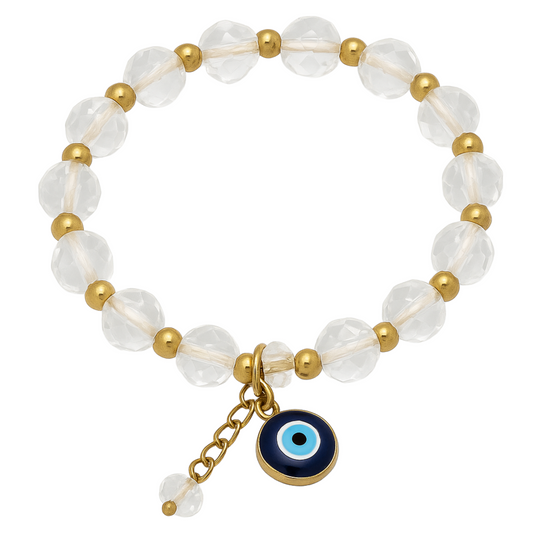 Evil Eye Bracelet Adjustable Clear Beaded Charm for Women, Men, Baby, Girls & Boys