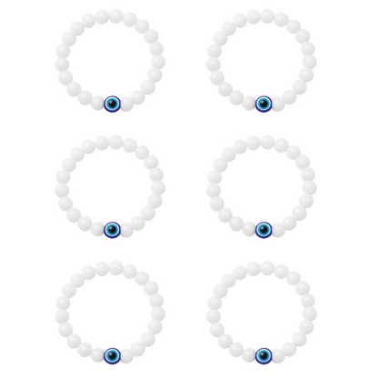 Milky White Evil Eye Bracelet Beads Set for Men & Women