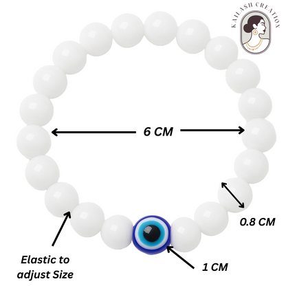 Milky White Evil Eye Bracelet Beads Set for Men & Women