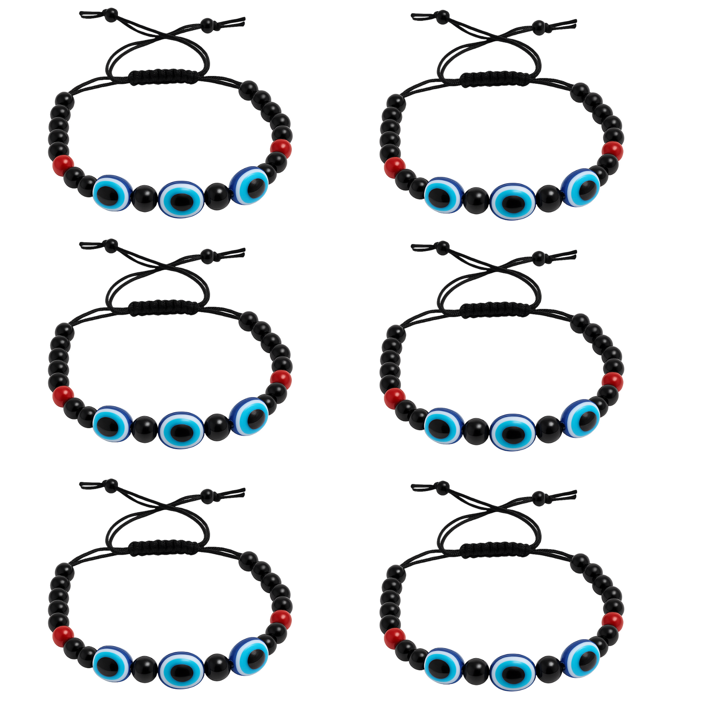 Black 3 Evil Eye Bracelet Beads Set for Men, Women, Boys & Girls