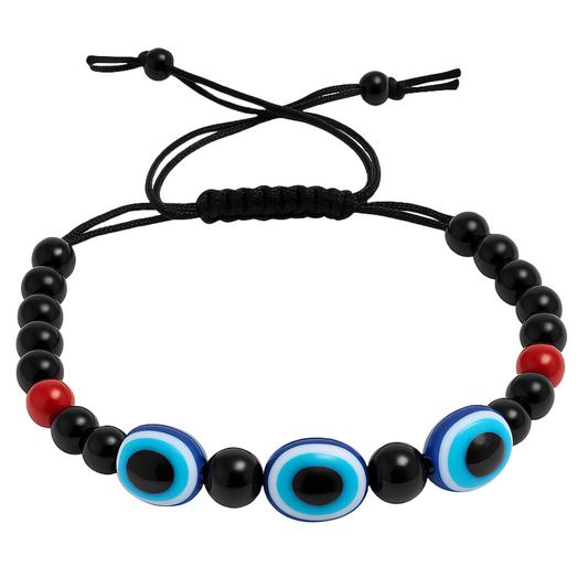 Black 3 Evil Eye Bracelet Beads Set for Men, Women, Boys & Girls