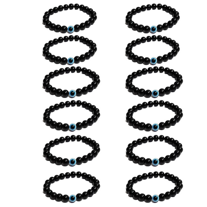 Black Evil Eye Bracelet Beads Set for Men & Women
