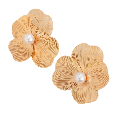 Floral Faux Pearl Earrings Set for Women