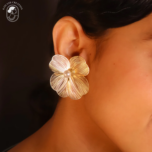 Floral Faux Pearl Earrings Set for Women