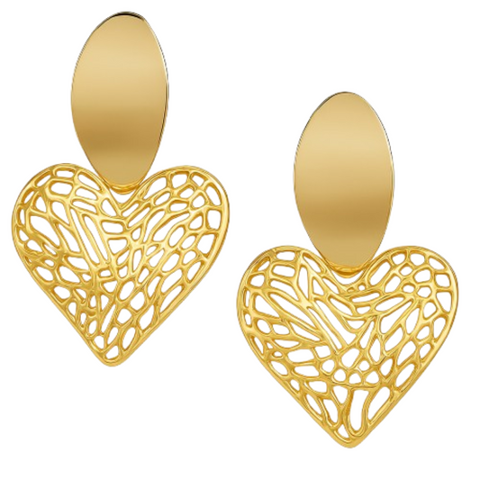 Heart Shape Gold Plated Earrings for Women