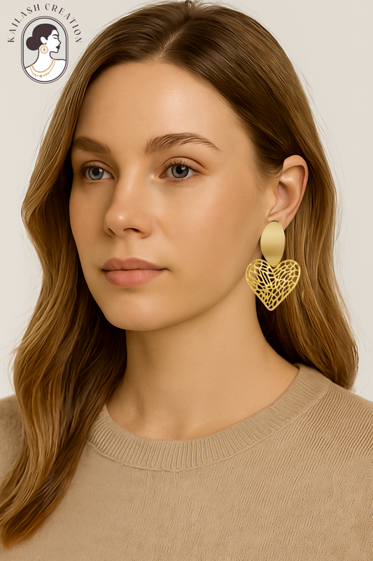 Heart Shape Gold Plated Earrings for Women