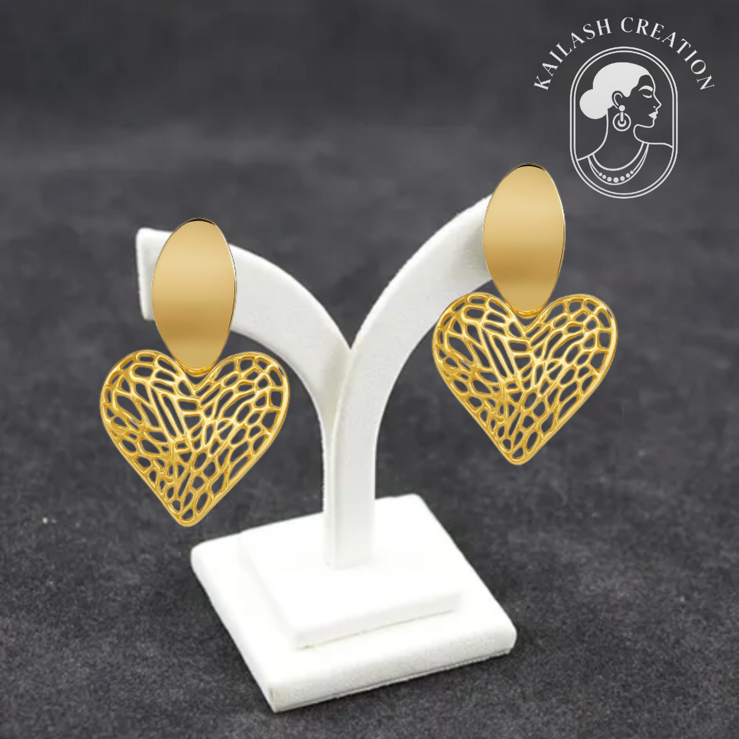 Heart Shape Gold Plated Earrings for Women