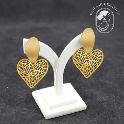 Heart Shape Gold Plated Earrings for Women