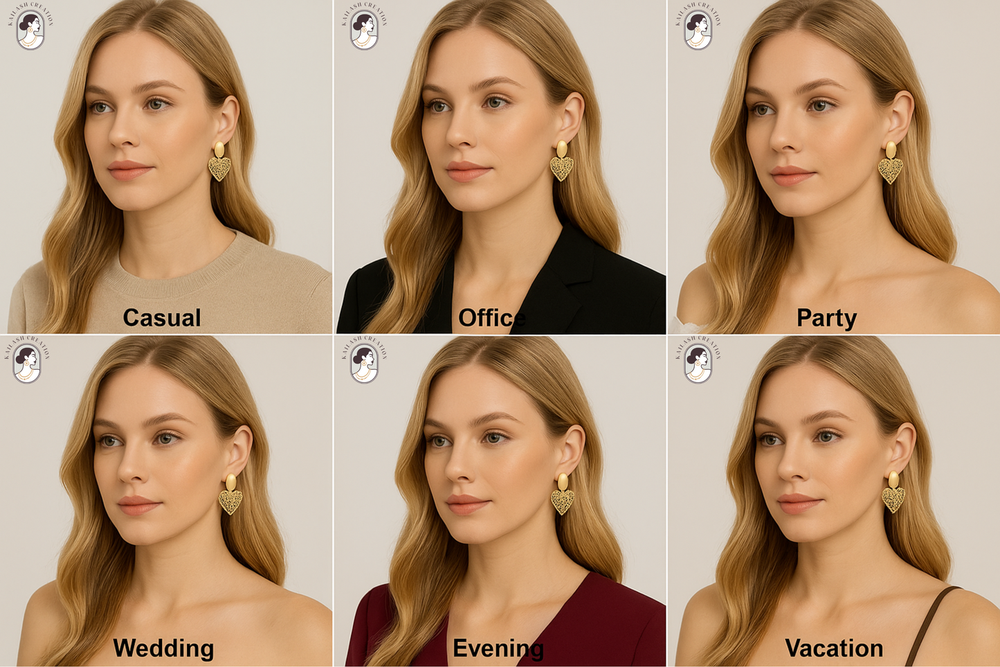 Heart Shape Gold Plated Earrings for Women