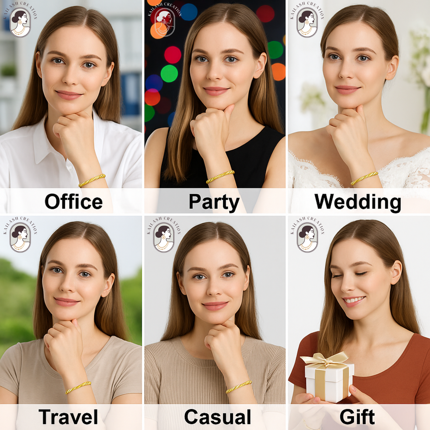 Stretchable Gold Plated Bracelet for Women