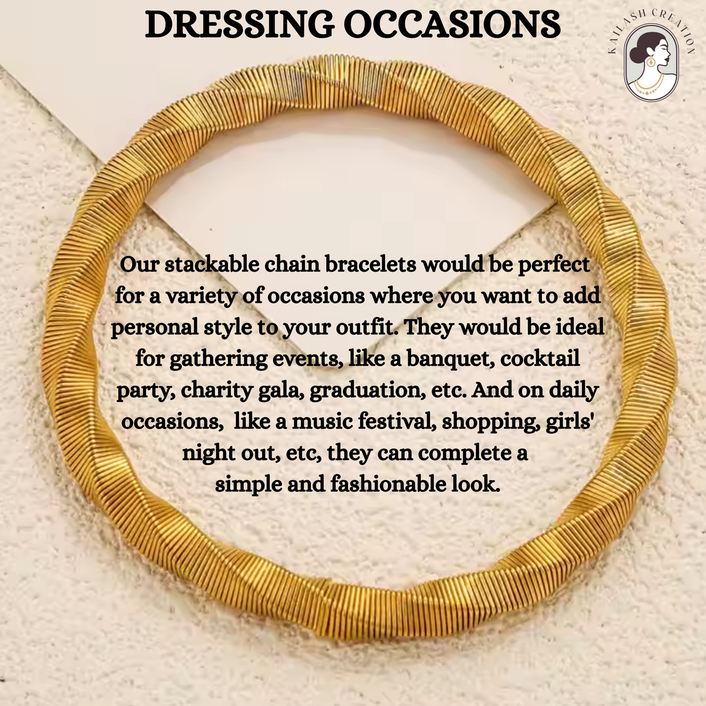 Stretchable Gold Plated Bracelet for Women