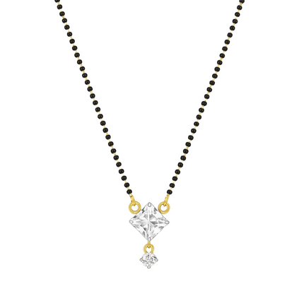American Diamond Square Single Stone Gold Plated Mangalsutra for Women