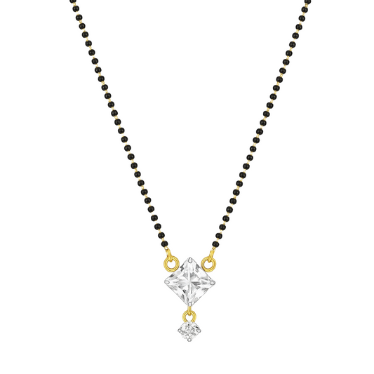 American Diamond Square Single Stone Gold Plated Mangalsutra for Women