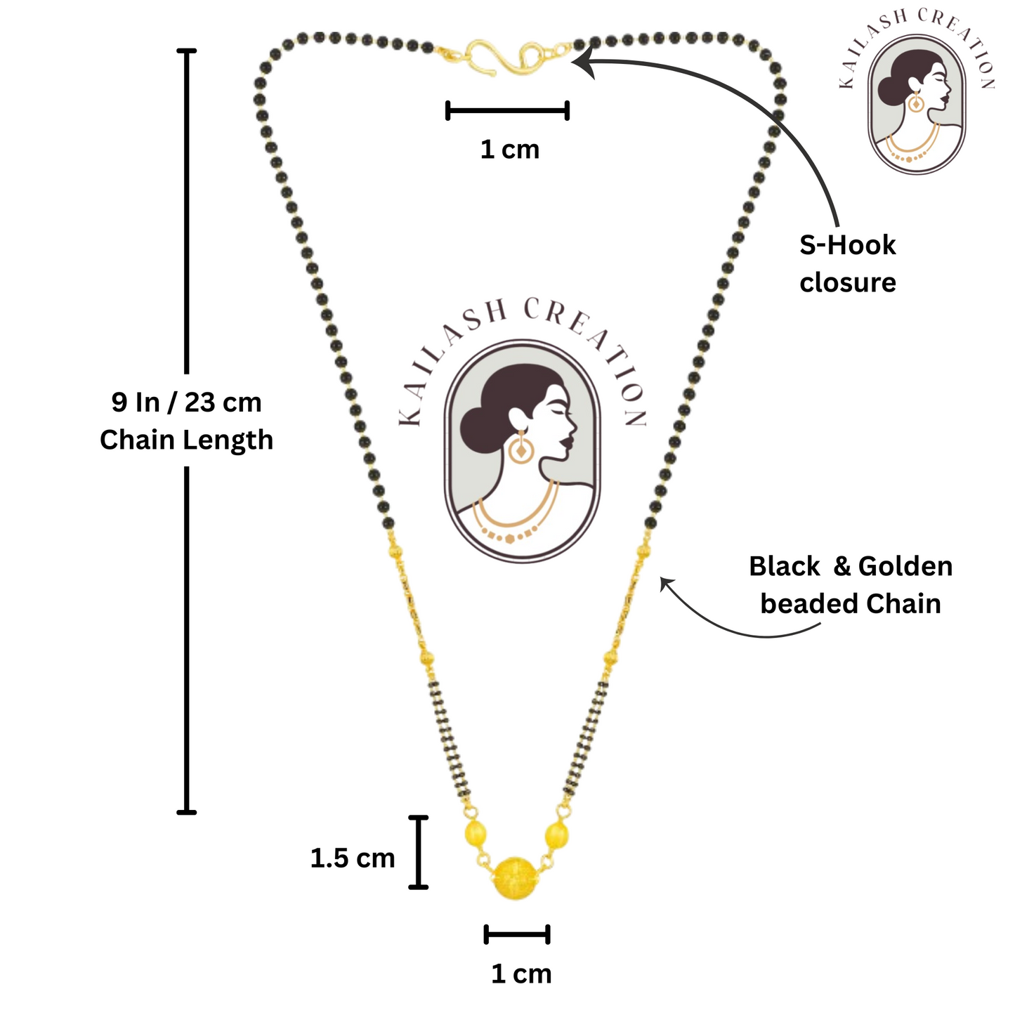 South Indian Traditional Gold-Plated Black Beads Mangalsutra for Women