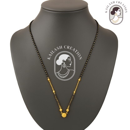 South Indian Traditional Gold-Plated Black Beads Mangalsutra for Women